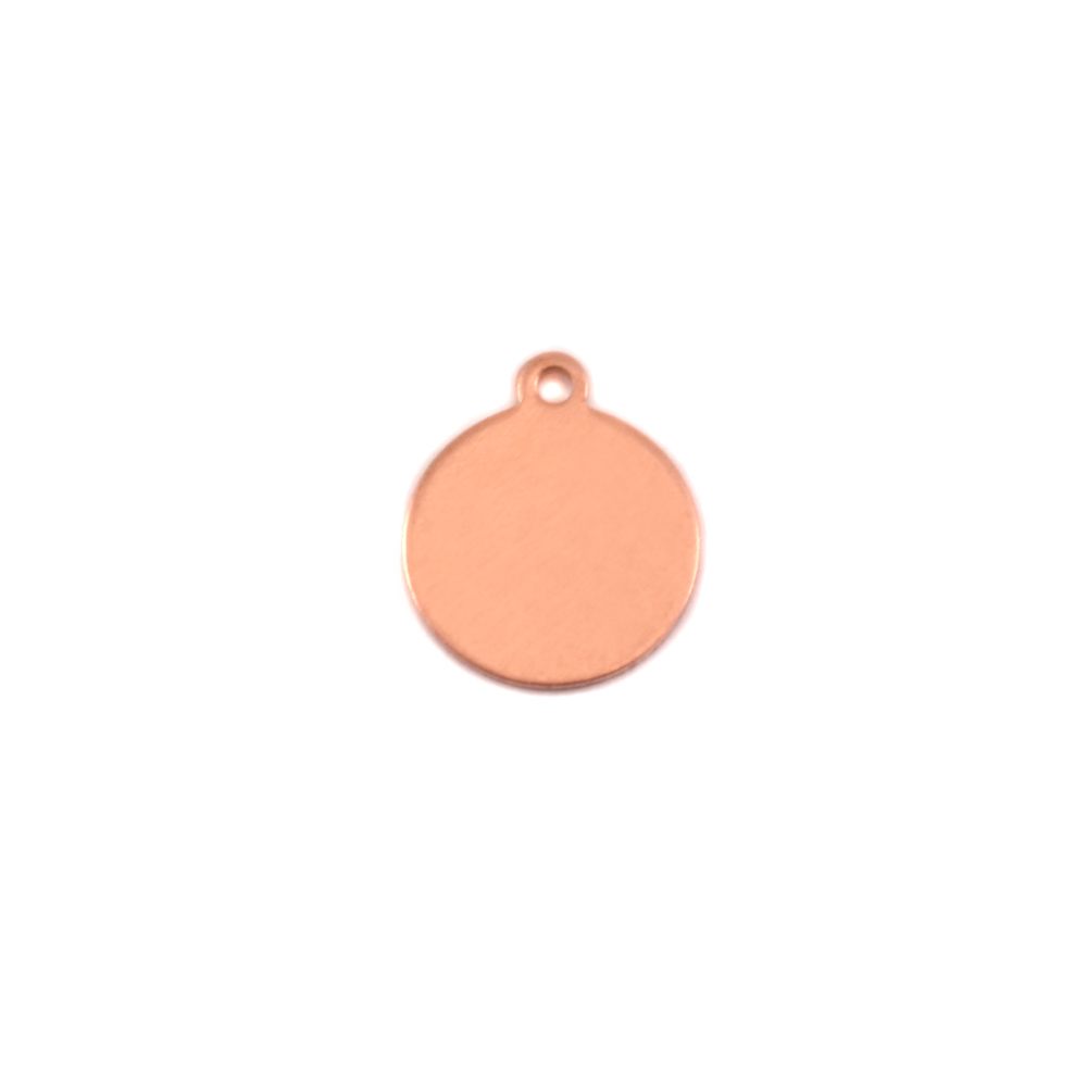 Metal Stamping Blanks Copper Round, Disc, Circle with Top Loop, 9.5mm (.37"), 24g